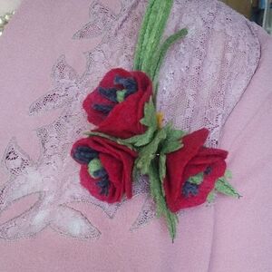 Red Felt Poppies Corsage